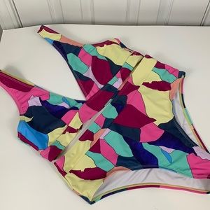 2 pc. Bikini multiple colored, size XL. Pull on top, high waisted bottoms.